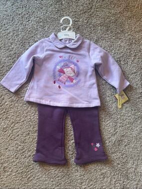 NWT Absorba Lavender Top with Plum Pajama Pants Set 24 mo